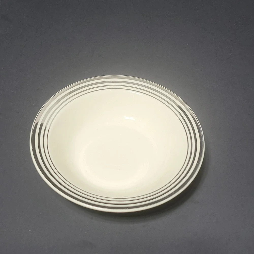 VTG Taylor Smith Taylor Cream Silver Trim‎ Fruit/Dessert Bowl USA 2 49 1
